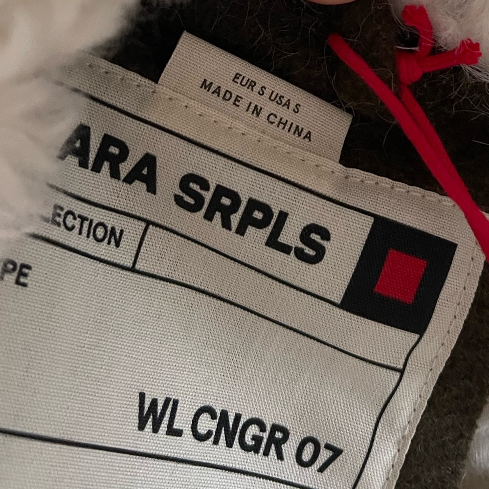 Zara SPRLS Collection khaki Wool Mix Shearling Jacket - Picture 15 of 16